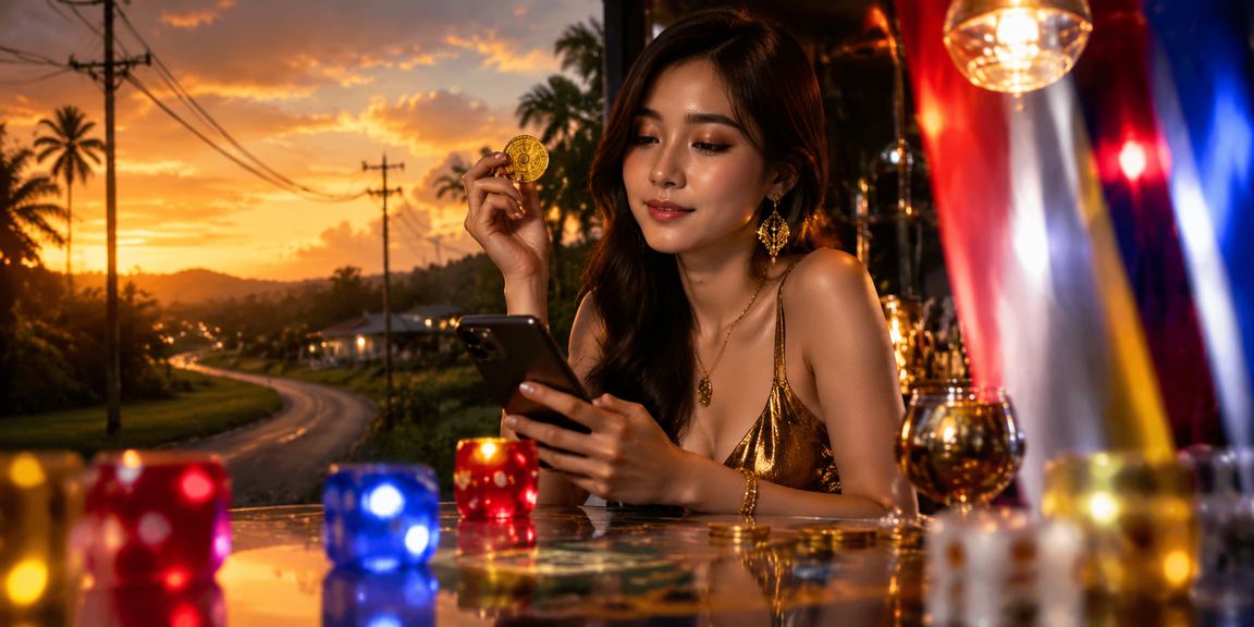 Permainan dadu gaya Melayu Malaysia dengan hiasan tradisional
